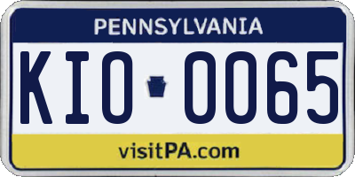 PA license plate KIO0065