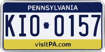 PA license plate KIO0157