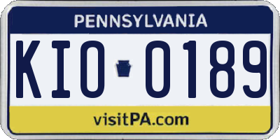 PA license plate KIO0189