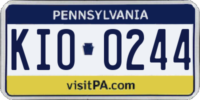 PA license plate KIO0244