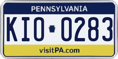 PA license plate KIO0283