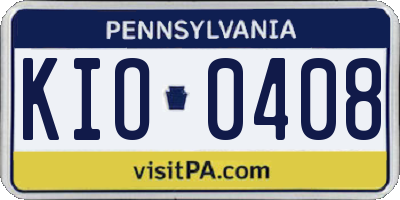 PA license plate KIO0408