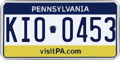 PA license plate KIO0453