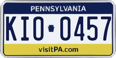 PA license plate KIO0457