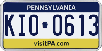 PA license plate KIO0613