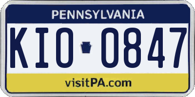 PA license plate KIO0847