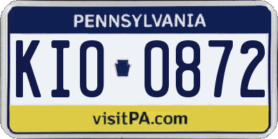 PA license plate KIO0872