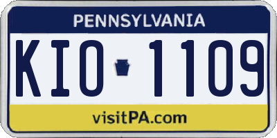 PA license plate KIO1109