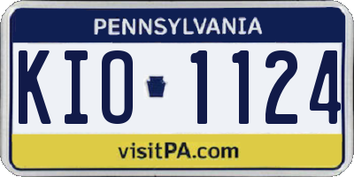 PA license plate KIO1124