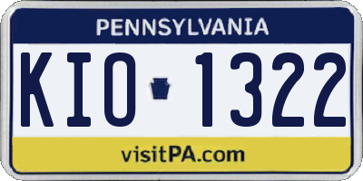 PA license plate KIO1322