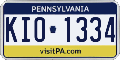 PA license plate KIO1334