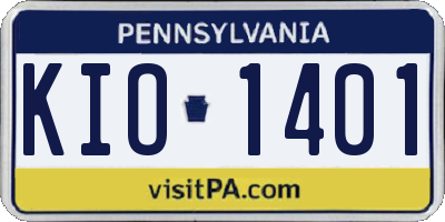 PA license plate KIO1401