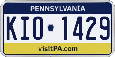 PA license plate KIO1429