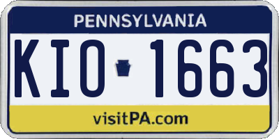 PA license plate KIO1663