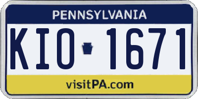 PA license plate KIO1671