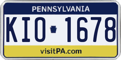 PA license plate KIO1678