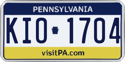 PA license plate KIO1704