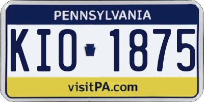 PA license plate KIO1875