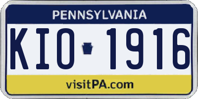 PA license plate KIO1916