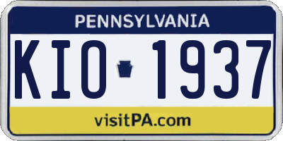 PA license plate KIO1937