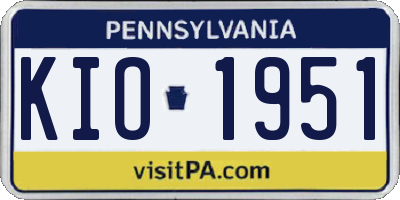 PA license plate KIO1951