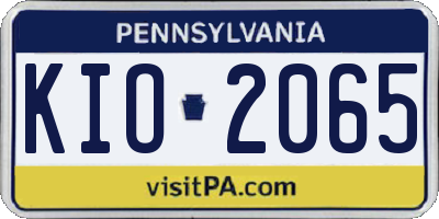 PA license plate KIO2065