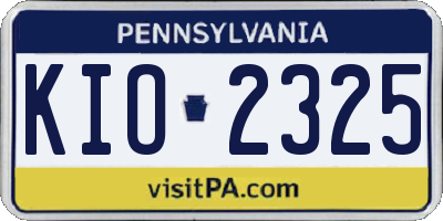 PA license plate KIO2325