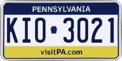 PA license plate KIO3021