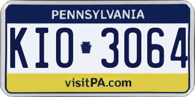 PA license plate KIO3064