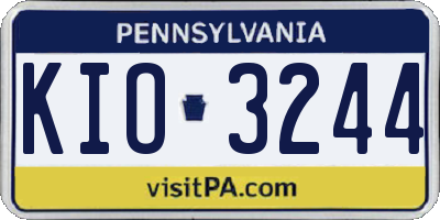 PA license plate KIO3244