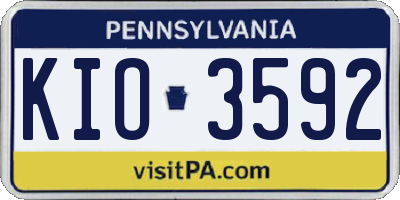 PA license plate KIO3592