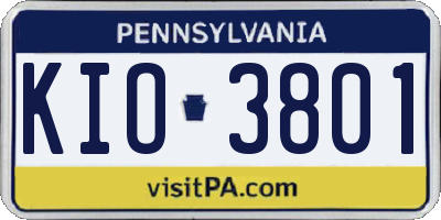 PA license plate KIO3801