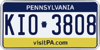 PA license plate KIO3808