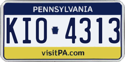 PA license plate KIO4313