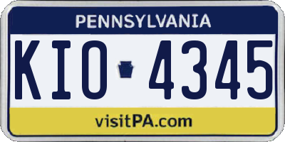 PA license plate KIO4345