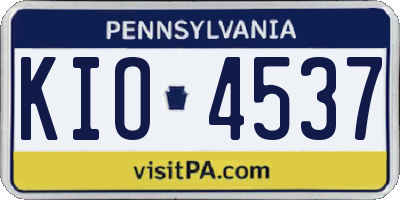 PA license plate KIO4537