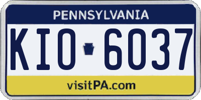 PA license plate KIO6037
