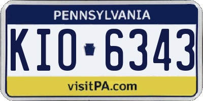 PA license plate KIO6343