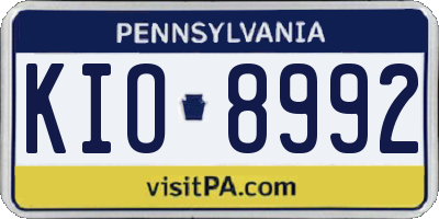 PA license plate KIO8992