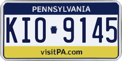 PA license plate KIO9145