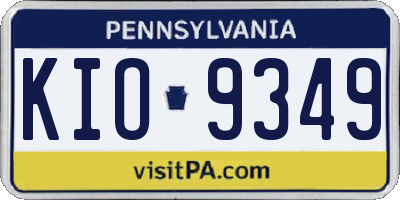 PA license plate KIO9349