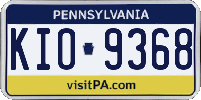 PA license plate KIO9368