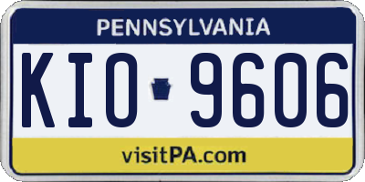 PA license plate KIO9606