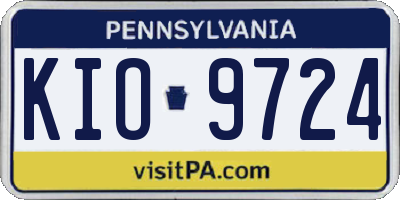 PA license plate KIO9724