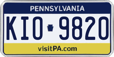 PA license plate KIO9820