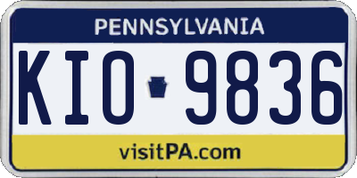 PA license plate KIO9836