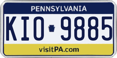PA license plate KIO9885