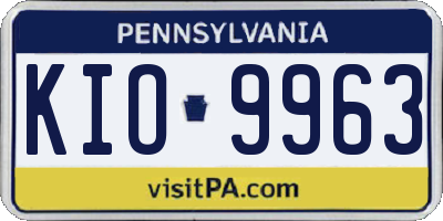 PA license plate KIO9963