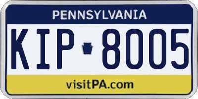 PA license plate KIP8005