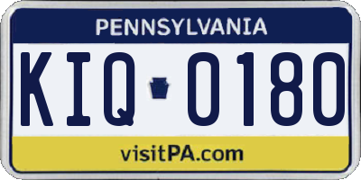 PA license plate KIQ0180